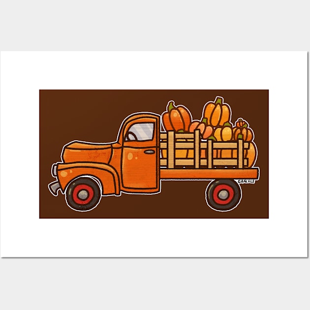 Pickup A Pumpkin! (Orange Version) Wall Art by Jan Grackle